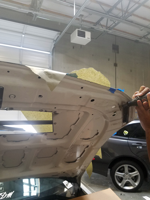 Cutting the bottom of FRS BRZ hood for Aerocatch