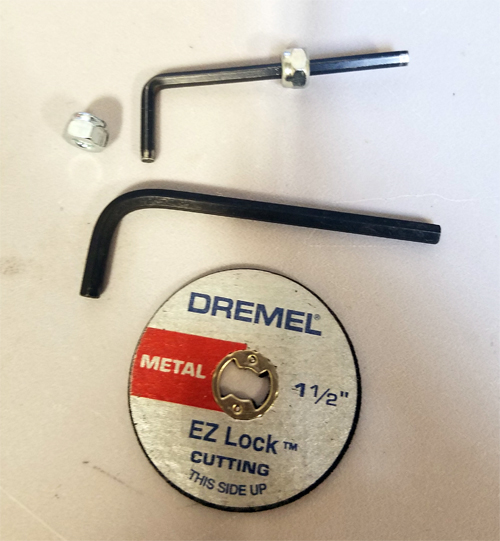 M4 bolts allen wrenches and Dremel metal cutting disc