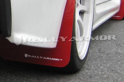 RallyArmor - Rally Armor 07+ Lancer UR RED Mud flap White logo - Image 2