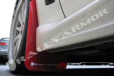RallyArmor - Rally Armor 08+ EVO X Red UR Mud flap White logo - Image 2